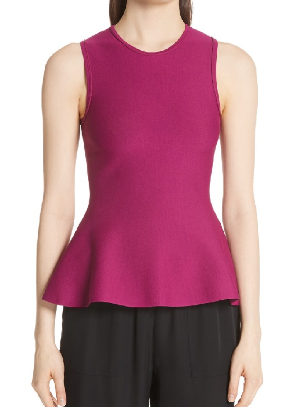 THEORY Lustrate Classic Peplum Top In Purple Plum classic peplum s p